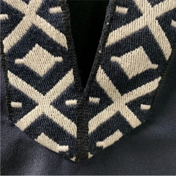 TORY BURCH NAVY EMBROIDERED TAPED TUNIC - Picture 8 of 12